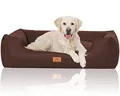 Knuffelwuff Hundebett Lotte aus Velours mit feinem Handwebcharakter XXL 120 x 85cm Braun - abnehmbarer Bezug - waschbar - für große, mittelgroße und kleine Hunde