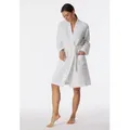 Schiesser Bademantel Waffle Piqué, Midilänge, Baumwolle, Kimono-Kragen, Gürtel, aufgesetzte Taschen, Baumwolle, Waffelpiqué weiß XL (48/50)