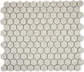 Mosaik Fliese Keramik cremeweiß mini Hexagaon gesprenkelt unglasiert rutschsicher Fliesenspiegel Wand - MOS11A-0103-R10