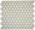 Mosaik Fliese Keramik cremeweiß mini Hexagaon gesprenkelt unglasiert rutschsi...