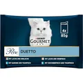 Gourmet Perle Duetto Katzenfutter nass, Fisch-Variationen, 12er Pack (12 x 4 Beutel à 85g)