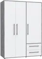 FORTE Kleiderschrank Mokkaris, zeitloses Design, 3–4 Türen, Made in Europe (B/H/T ca. 145x200x59cm oder 206x200x59cm) Schubladen + schwarze Stangengriffe, Made in Europe, viel Stauraum
