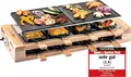 KLAMER Raclette 8 Personen, 1500W Raclette Grill mit Holzgestell, Raclette mit antihaftbeschichteter Grillplatte, Tischgrill elektrisch