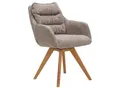 Linea Natura Armlehnstuhl, Taupe, Eiche, Holz, Textil, Eiche, vollmassiv, konisch, eckig, 59x86x69.5 cm, Stoffauswahl, Typenauswahl, Gestellauswahl, Sitzfläche 180° drehbar, automatische Rückholfunktion, Esszimmer, Stühle, Esszimmerstühle, Armlehnenstühle