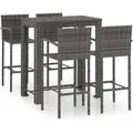 vidaXL 5-tlg Garten-Bar-Set mit Armlehnen Poly Rattan Grau