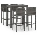 vidaXL 5-tlg. Garten-Bar-Set mit Armlehnen Poly Rattan Grau - Grau