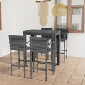 vidaXL 5-tlg. Garten-Bar-Set mit Armlehnen Poly Rattan Grau NEU
