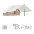 VEVOR Aufblasbare Zelte für Camping 3x2x2 m, 3–5 Personen, 300D Oxford 4-Jahreszeiten-Glamping-Zelt mit Baldachin, Handpumpe, Ofenanschluss, 2 Türen & 2 Netzfenstern (Aufbewahrungstasche inkl.)