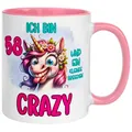 Tasse 58 Geburtstag Frau – „58 und ein bisschen Crazy“ – Geburtstagsgeschenk