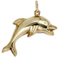 Schmuck Krone Kettenanhänger Anhänger springender Delfin 333 Gold, Gold 333