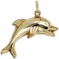 Anhänger springender Delfin Delphin 333 Gold Gelbgold Halsschmuck Goldanhänger