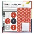 folia 9395 - Adventskalender Set Style, mit 24 lebensmittelechten Papiertüten je 10 x 17,5 x 5,5 cm groß, 7 m Satinband und Zahlensticker