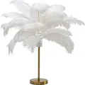Kare Design Tischlampe Feather Palm Weiß, Desk Lamp, Schreibtischlampe, Nachttischlampe, Dekoleuchte, Leuchtmittel nicht inklusiv, Tischleuchte, Palmen Motiv, Federn, 60x50x50cm