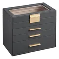 GISELLA Kollektion  Schmuckkästchen, Schmuckkasten 4 Ebenen, Schmuckbox Glasd...