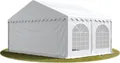 TOOLPORT Festzelt Partyzelt 5x4 m PREMIUM, hochwertige PVC Plane 750 N in weiß 100% wasserdicht mit Bodenrahmen