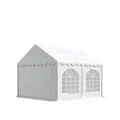 Festzelt Partyzelt 5x4 m Premium, hochwertige PVC Plane 750 N in weiß 100% wasserdicht mit Bodenrahmen