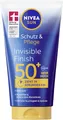 NIVEA SUN Schutz & Pflege Invisible Finish LSF 50+, wasserfester Sonnenschutz mit Hyaluron, schnell einziehende Sonnencreme für intensive Feuchtigkeit ohne weiße Rückstände (150 ml)