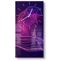 DEQORI Wanduhr 'Mann mit VR-Brille' (Glas Glasuhr modern Wand Uhr Design Küchenuhr) blau|lila|rosa 30 cm x 60 cm