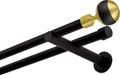 Gardinenstange 240 cm 2-läufig Schwarz Matt 19 mm - stabil, mit Kugel Duo, Komplettset, für Wandmontage