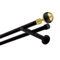 Gardinenstange 240 cm lang 2-läufig schwarz -gold Vorhangstange 19 mm Wandbefestigung