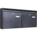 Burg-Wächter Doppelbriefkasten Schwarz 72x32x10cm Groß / Inkl Montagematerial & 2 Schlüsseln / Mit Namensschild