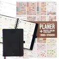 colortouch Terminplaner 2025 2026 mit 1500+ St Aufkleber für Tagesplaner, Planer Stickers für A5 Terminkalender Organizer, Taschenkalender Ringbuch mit Stickeralbum, 14 Monate Agenda (Juli 25-Aug 26)