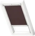 VELUX Dachfenster Rollo blickdicht braun mit grauem Alu-Rahmen solarbetrieben RSL U04 4162K