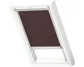 VELUX Dachfenster Rollo blickdicht braun mit grauem Alu-Rahmen solarbetrieben RS