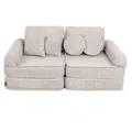 MEOWBABY Kindersofa – Spielsofa für Kinder – Weiche Klappsofa mit Schlaffunktion – Kuschelecke für Kinderzimmer, Cord, Ecru