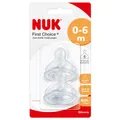 NUK First Choice Plus Silikon-Ventilsauger Größe 1 (0-6 Monate), Silikon-Babysauger mit verbessertem Anti-Colic Air System, 1 Packung = 2 Stück, Sauger-Lochgröße: S - extrafein gelocht 10.124.014