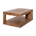 invicta INTERIOR Edelholz Couchtisch Giant L - 90cm - braun Sheesham Stone Finish - massiver Beistelltisch mit Ablage Wohnzimmertisch
