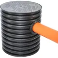 Drainageschacht DN425 0,5m mit Anschluss 2xDN110 Deckel Sickerschacht KG Schacht Kontrollschacht KG Rohr Drainage Dachrinne