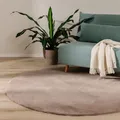 benuta Basic Kunstfaser Fellteppich Furry - Taupe rund 80 cm - Weicher Wohnzimmerteppich - Anti-Rutsch-Rückseite - Waschbar - Für Fußbodenheizung geeignet