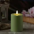 MARELIDA LED Kerze für Innen/Außen Kunststoffkerze Stumpenkerze für Balkon Terrasse Outdoorkerze mit flackernder Flamme und Timer Tischkerze Dekokerze grau (D: 7,5cm - H: 10cm)