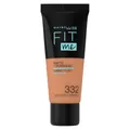 Maybelline Fit me! MATTE&PORELESS Make-up Nr. 332 Golden Caramel, flüssiges Make-up, passt sich dem Hautton an, feuchtigkeitsspendend, mattierend, leichte bis mittlere Deckkraft, 30 ml