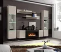 ASM-Moebel Wohnwand Wohnwand FLY M3 CC mit Push-Click System mit Bio Ethanol Kamin und Led, Mit Bio-Ethanol Kamin, Led Beleuchtung und Push-Click System.