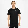 Nike Laufshirt M NK DF UV MILER SS sportlicher Schnitt, mit kurzen Ärmeln, mit reflektierenden Details schwarz XXL (60/62)
