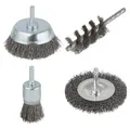 Drahtbürstenset 4tlg. silber 4 st Wolfcraft Stahl Stahl Bohrmaschinen