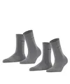 ESPRIT Damen Socken Uni Multipack W So Baumwolle einfarbig 2 Paar, Grau Light Grey Melange 3390, 39-42