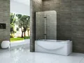 Alphabad Badewannenaufsatz Duschtrennwand DUO - schwarz 100 x 140 (Badewanne)