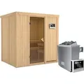 Karibu Sauna-Set Bjarne inkl. Edelstahl-Ofen 9 kW mit ext. Steuerung