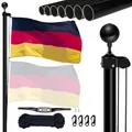 NQ 20FT Fahnenmast 6m stabil, Aluminium Fahnenmast höhenverstellbar, Fahnenstange Set für Außenbereich,Deutscher Fahnenmast(Schwarz)