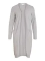 Vila Clothes Damen Strickjacke VIRIL L/S Long Knit Cardigan - NOOS 14042770, Einfarbig, Gr. 40 (Herstellergröße: L), Grau (Light Grey Melange)