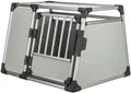 TRIXIE Hunde-Transportbox Aluminium in silber - L: 90 × 64 × 78 cm - stabile und geräuscharme Hundebox mit abgeschrägten Seiten, Sicherheitsverschluss & rutschfester Liegematte – 39343
