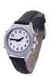 Marschall Deutsch sprechende Damen Armbanduhr I D-SL I Für Blinde, Senioren und Sehbehinderte I Komplette Datumsansage I Extra große Zeiger I Silberfarben mit Lederarmband