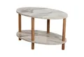 en.casa Couchtisch, »Højreby« oval Beine aus Buchenholz 70x44x43 cm Marmoroptik, creme