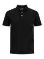 Jack & Jones Herren Slim Fit Polo Shirt JJEPAULOS Uni Sommer Hemd Kragen Kurz Arm Basic Pique Cotton, Schwarz , XS