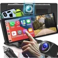 Tragbares 10" Display für das Auto mit 2K Frontkamera Apple Carplay Android Auto und 1080p Rückfahrkamera Car Display Autozubehör Retoo