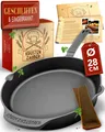 Gusseisenpfanne Induktion 28cm inkl. Anleitung und Rezeptbuch  Geschliffene P...