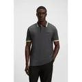 BOSS GREEN Poloshirt Paddy atmungsaktive Piqué-Webstruktur, Flachstrickkragen, gerader Schnitt grau S